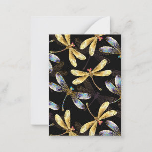 Seamless Pattern with Golden Dragonflies Card
