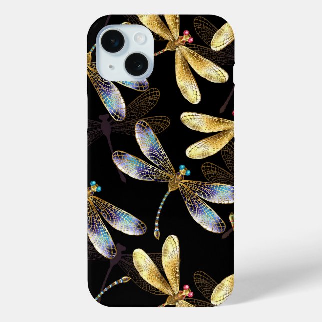 Seamless Pattern with Golden Dragonflies Case-Mate iPhone Case (Back)