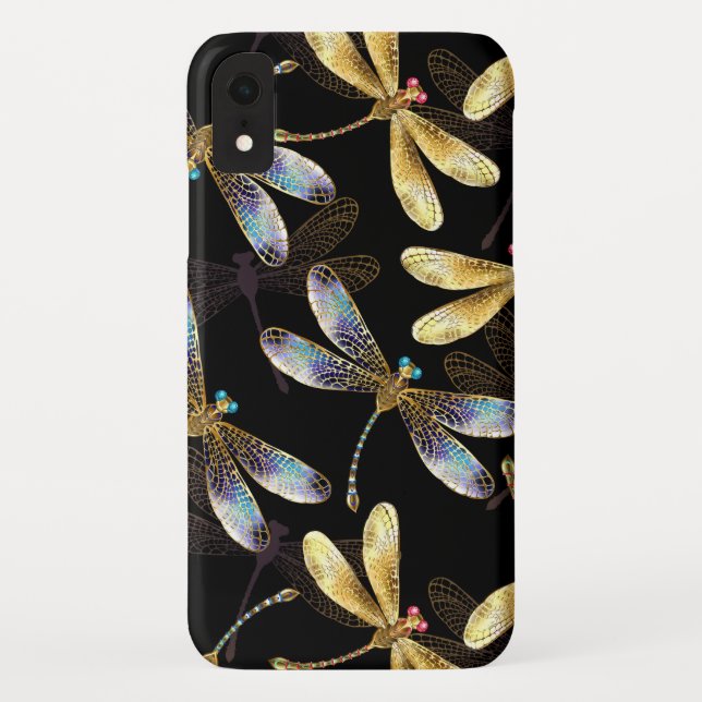 Seamless Pattern with Golden Dragonflies Case-Mate iPhone Case (Back)