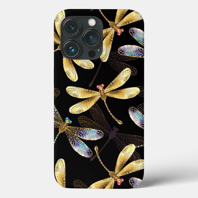 Seamless Pattern with Golden Dragonflies Case-Mate iPhone Case (Back)