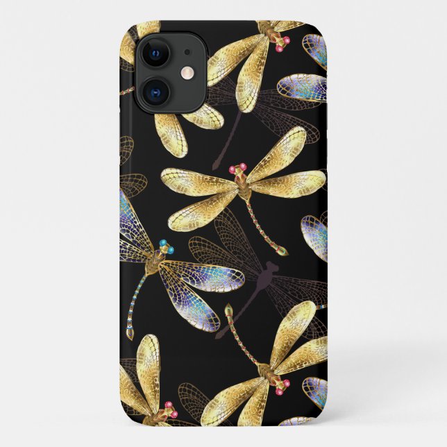 Seamless Pattern with Golden Dragonflies Case-Mate iPhone Case (Back)