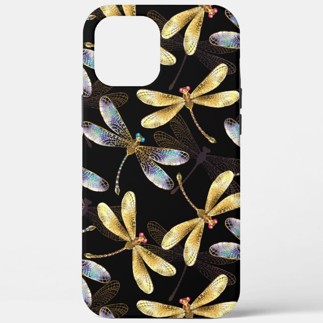 Seamless Pattern with Golden Dragonflies Case-Mate iPhone Case (Back)