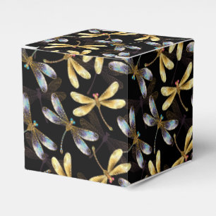 Seamless Pattern with Golden Dragonflies Favour Box