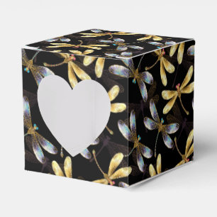 Seamless Pattern with Golden Dragonflies Favour Box