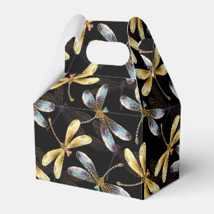 Seamless Pattern with Golden Dragonflies Favour Box