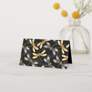 Seamless Pattern with Golden Dragonflies Loyalty Card
