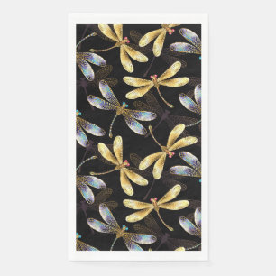 Seamless Pattern with Golden Dragonflies Napkin