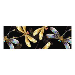 Seamless Pattern with Golden Dragonflies Photo Print