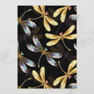 Seamless Pattern with Golden Dragonflies Programme