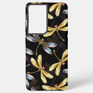 Seamless Pattern with Golden Dragonflies Samsung Galaxy Case
