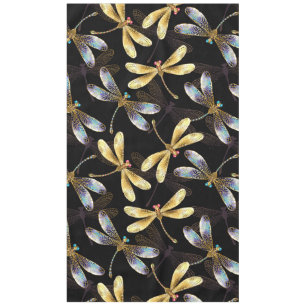 Seamless Pattern with Golden Dragonflies Tablecloth
