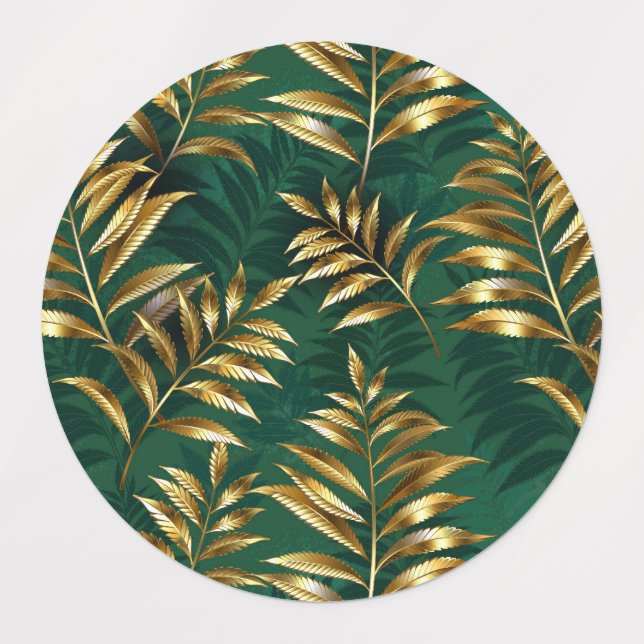 Seamless pattern with golden ferns (Design 1)