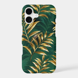 Seamless pattern with golden ferns