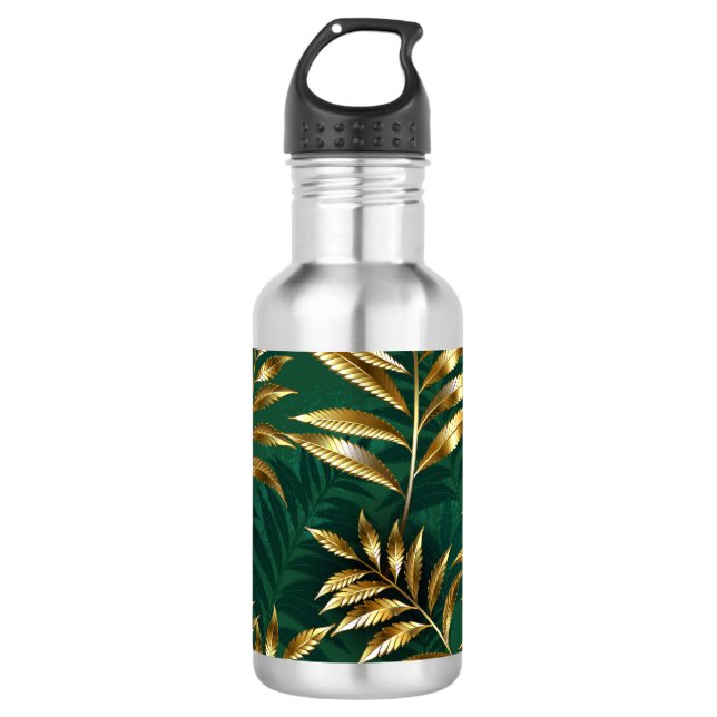Seamless pattern with golden ferns 532 ml water bottle (Front)