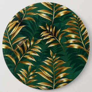 Seamless pattern with golden ferns 6 cm round badge