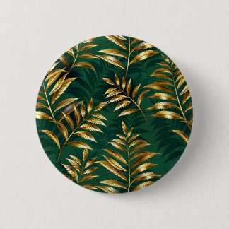 Seamless pattern with golden ferns 6 cm round badge