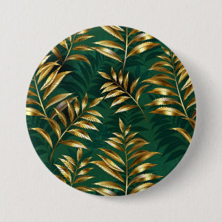 Seamless pattern with golden ferns 7.5 cm round badge