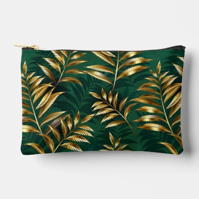 Seamless pattern with golden ferns accessory pouch (Front)