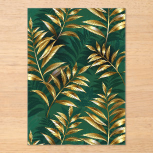 Seamless pattern with golden ferns acrylic invitations