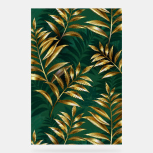 Seamless pattern with golden ferns acrylic sign