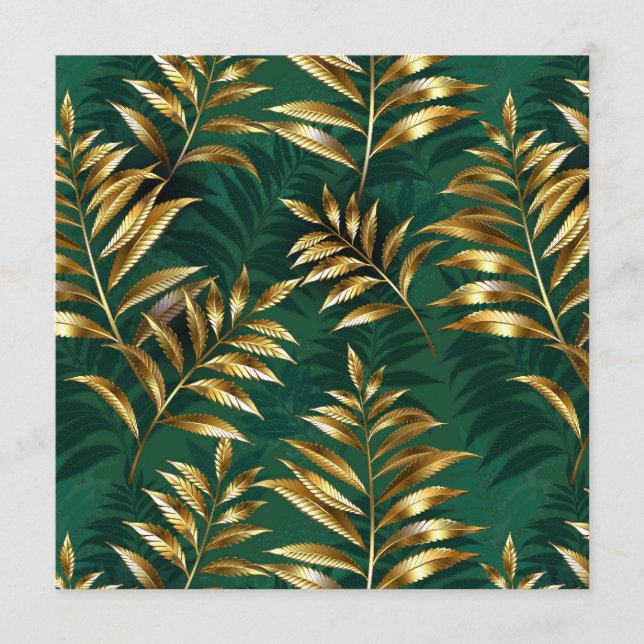 Seamless pattern with golden ferns advice card (Front)