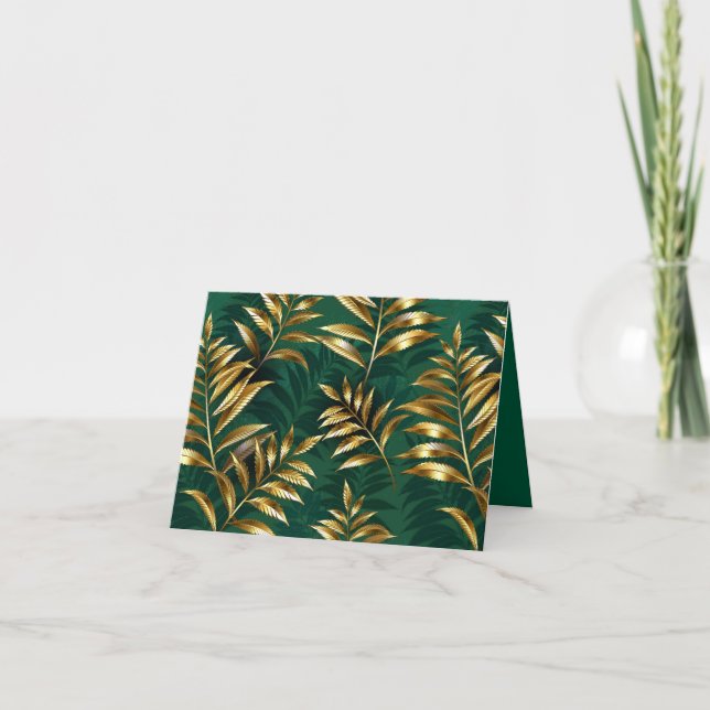 Seamless pattern with golden ferns announcement (Front)