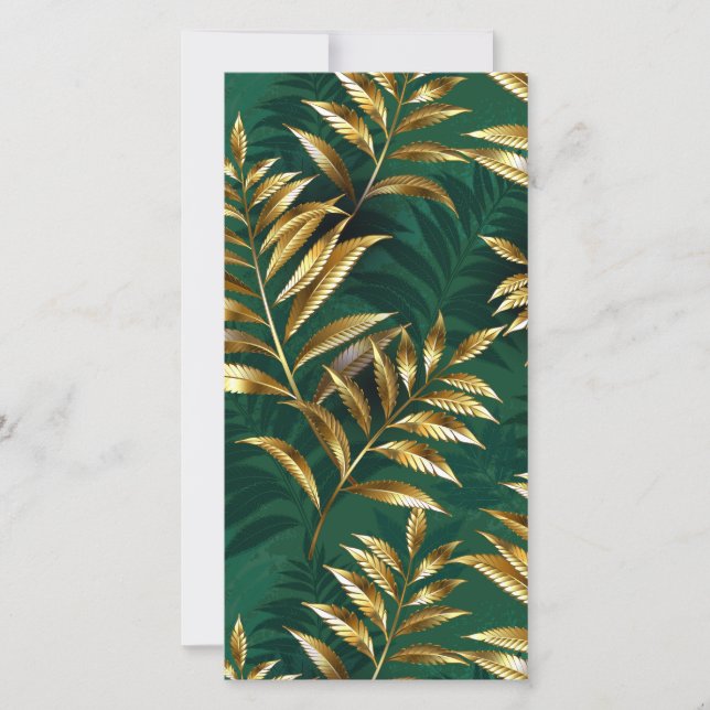 Seamless pattern with golden ferns announcement (Front)