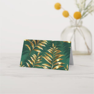 Seamless pattern with golden ferns appointment card