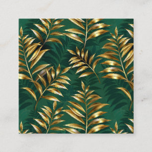 Seamless pattern with golden ferns appointment card