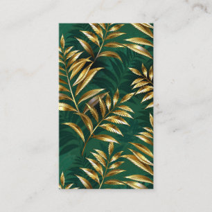 Seamless pattern with golden ferns appointment card