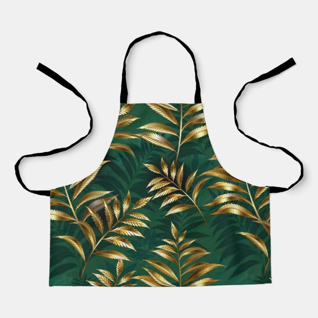 Seamless pattern with golden ferns apron (Front)
