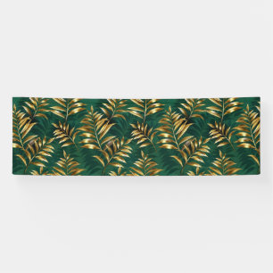 Seamless pattern with golden ferns banner
