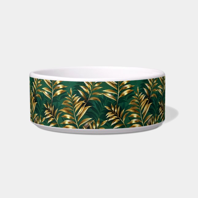 Seamless pattern with golden ferns bowl (Front)