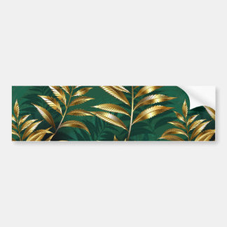 Seamless pattern with golden ferns bumper sticker