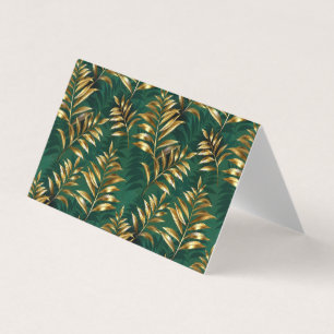 Seamless pattern with golden ferns business card