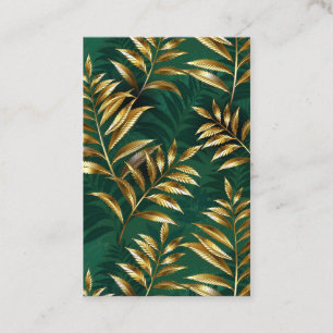 Seamless pattern with golden ferns business card