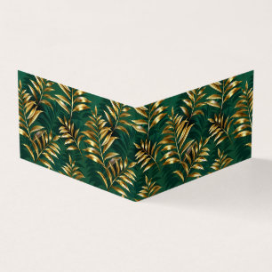Seamless pattern with golden ferns business card