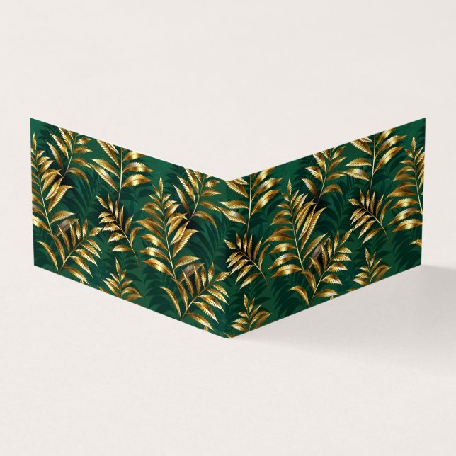 Seamless pattern with golden ferns business card (Outside)