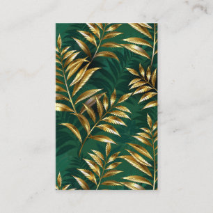 Seamless pattern with golden ferns business card