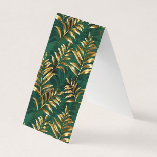 Seamless pattern with golden ferns business card