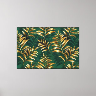 Seamless pattern with golden ferns canvas print