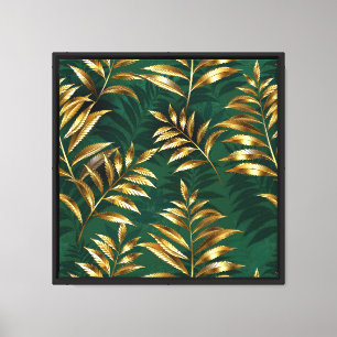 Seamless pattern with golden ferns canvas print