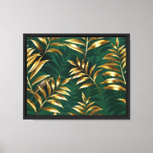 Seamless pattern with golden ferns canvas print