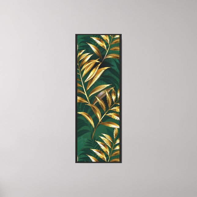 Seamless pattern with golden ferns canvas print (Front)