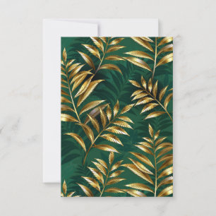 Seamless pattern with golden ferns card