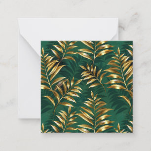 Seamless pattern with golden ferns card