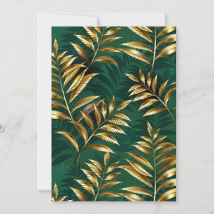 Seamless pattern with golden ferns card