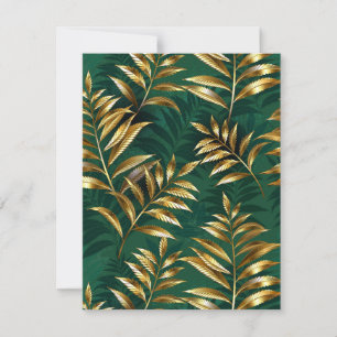 Seamless pattern with golden ferns card