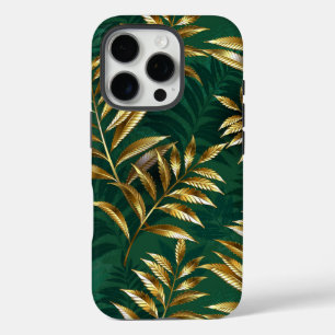 Seamless pattern with golden ferns iPhone 16 pro case