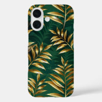 Seamless pattern with golden ferns